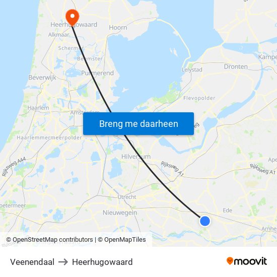Veenendaal to Heerhugowaard map