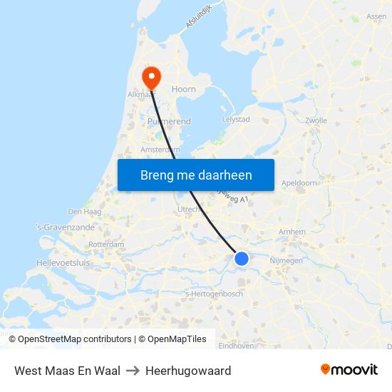 West Maas En Waal to Heerhugowaard map