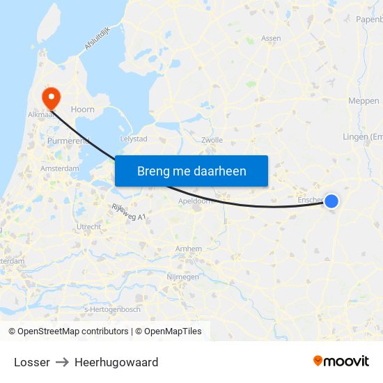 Losser to Heerhugowaard map