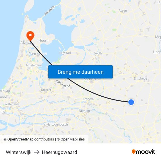 Winterswijk to Heerhugowaard map