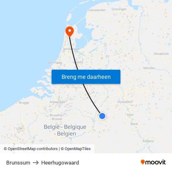 Brunssum to Heerhugowaard map