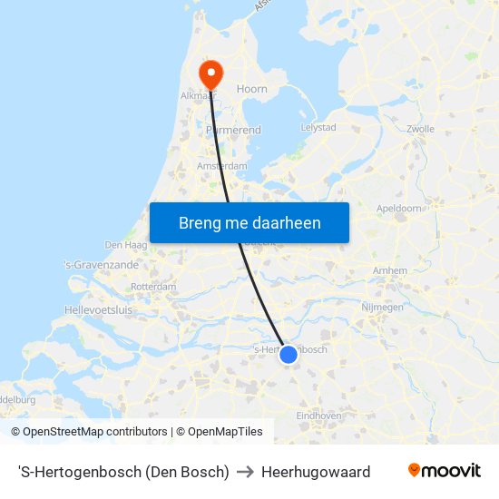 'S-Hertogenbosch (Den Bosch) to Heerhugowaard map