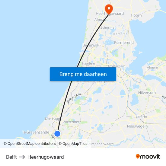 Delft to Heerhugowaard map