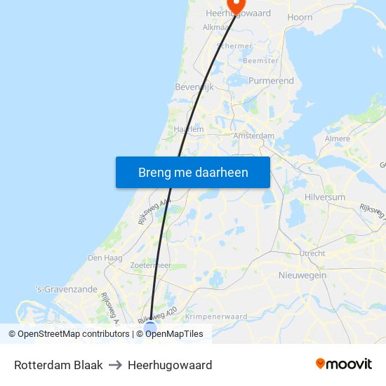 Rotterdam Blaak to Heerhugowaard map