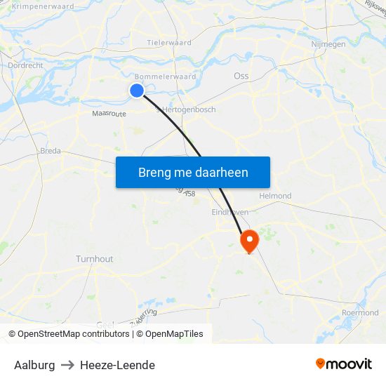 Aalburg to Heeze-Leende map