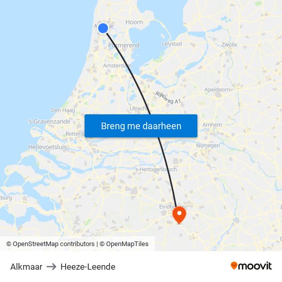 Alkmaar to Heeze-Leende map