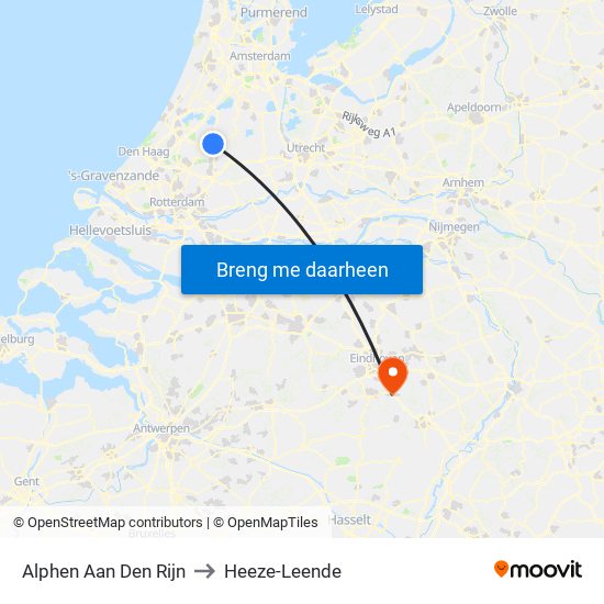 Alphen Aan Den Rijn to Heeze-Leende map