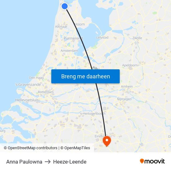 Anna Paulowna to Heeze-Leende map
