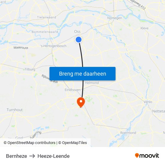 Bernheze to Heeze-Leende map