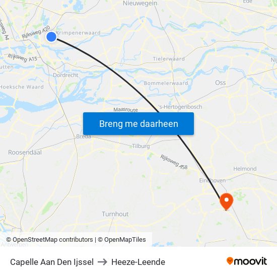 Capelle Aan Den Ijssel to Heeze-Leende map