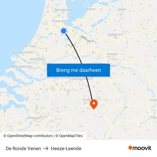 De Ronde Venen to Heeze-Leende map