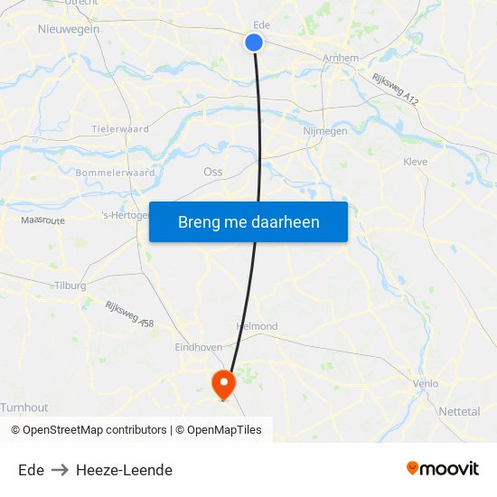 Ede to Heeze-Leende map