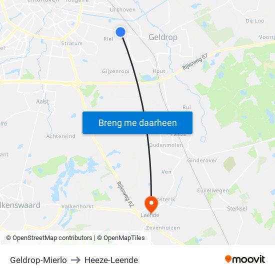 Geldrop-Mierlo to Heeze-Leende map