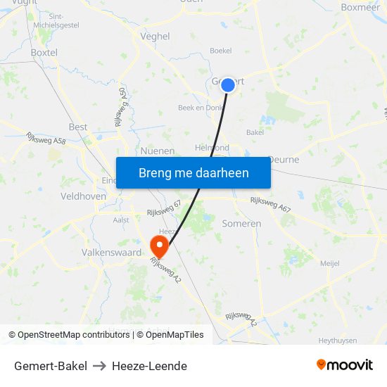 Gemert-Bakel to Heeze-Leende map