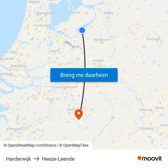 Harderwijk to Heeze-Leende map