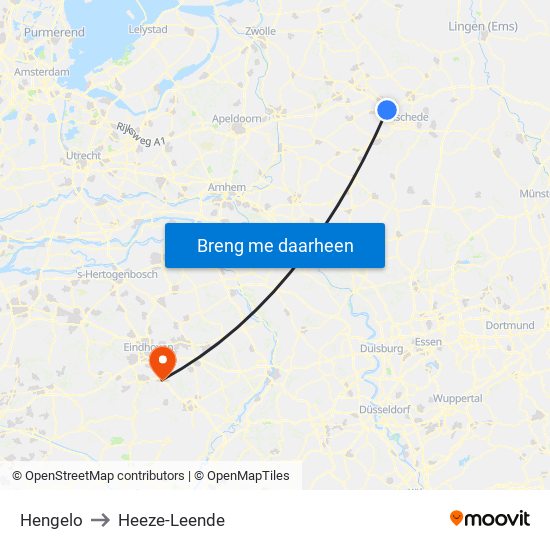 Hengelo to Heeze-Leende map
