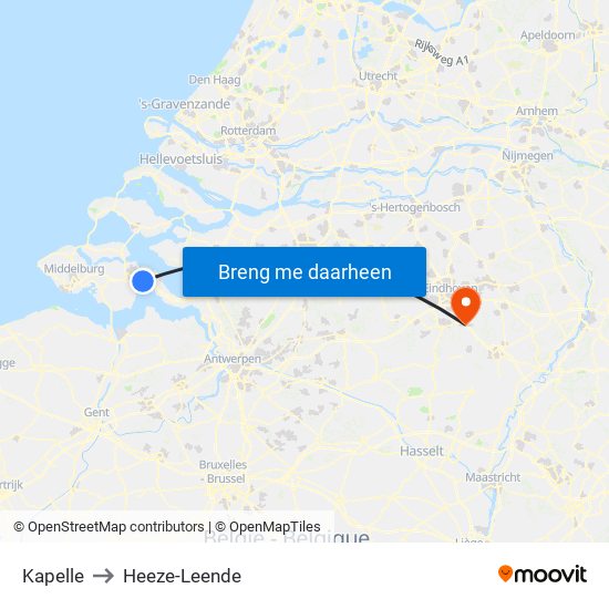 Kapelle to Heeze-Leende map