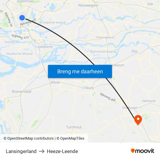 Lansingerland to Heeze-Leende map