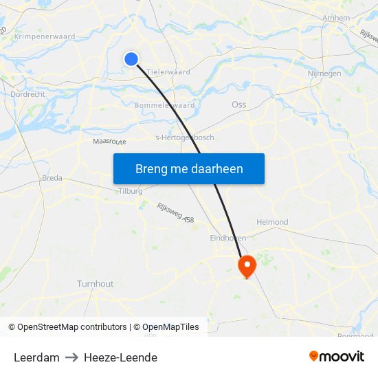 Leerdam to Heeze-Leende map