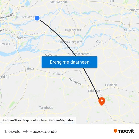 Liesveld to Heeze-Leende map