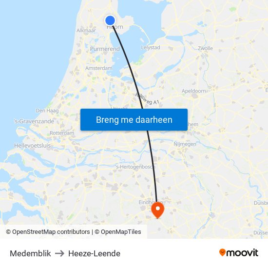 Medemblik to Heeze-Leende map