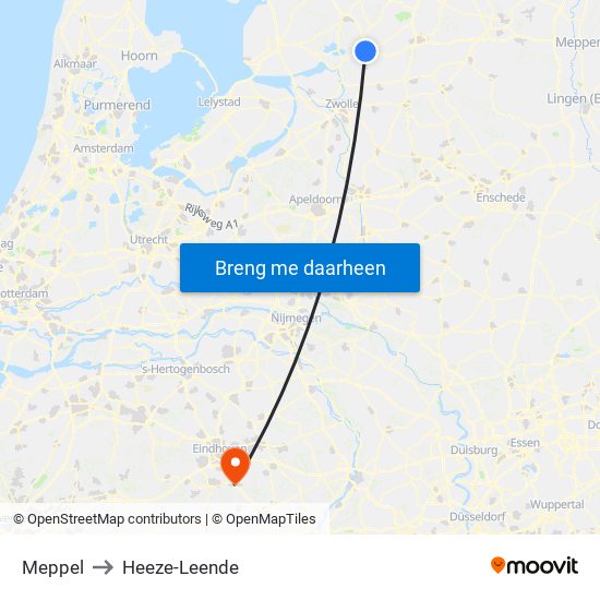 Meppel to Heeze-Leende map