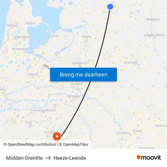 Midden-Drenthe to Heeze-Leende map