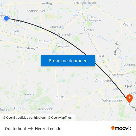Oosterhout to Heeze-Leende map