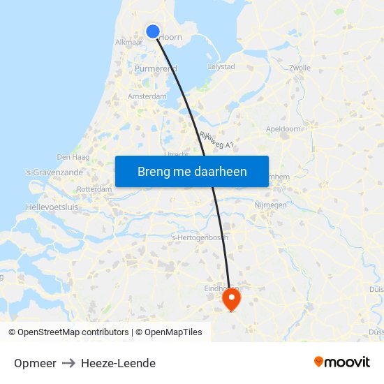 Opmeer to Heeze-Leende map