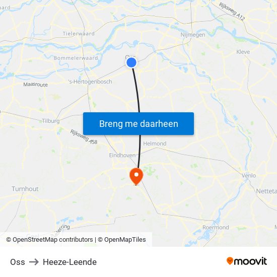 Oss to Heeze-Leende map