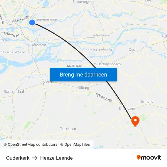 Ouderkerk to Heeze-Leende map