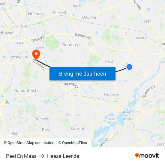 Peel En Maas to Heeze-Leende map