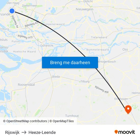 Rijswijk to Heeze-Leende map