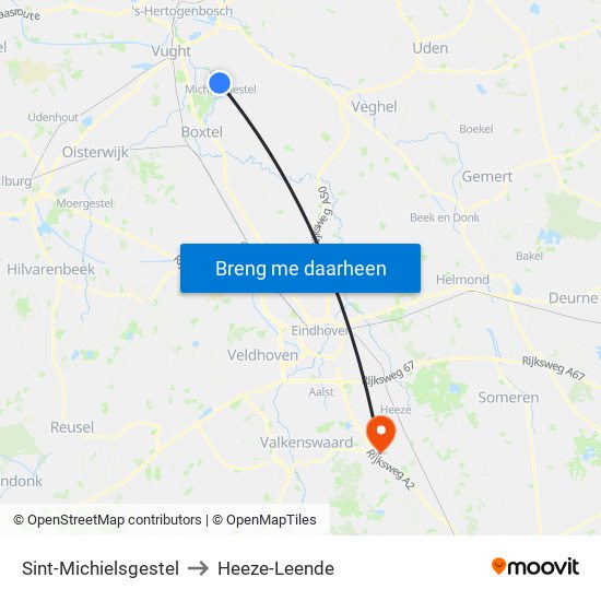 Sint-Michielsgestel to Heeze-Leende map