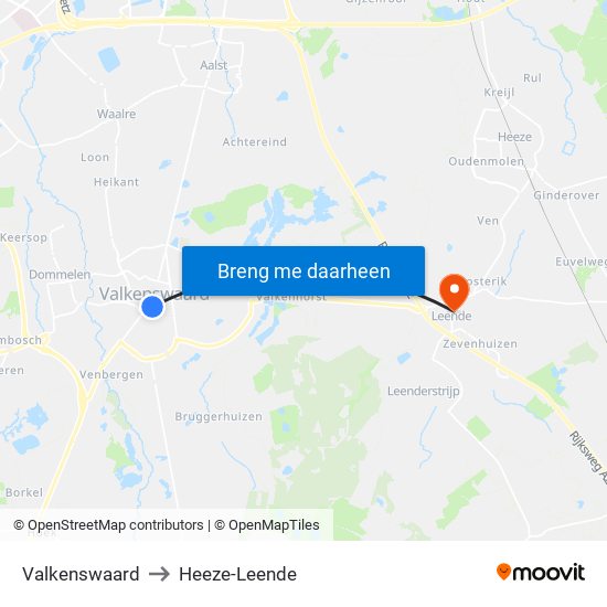 Valkenswaard to Heeze-Leende map