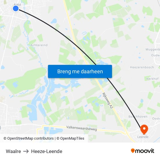 Waalre to Heeze-Leende map