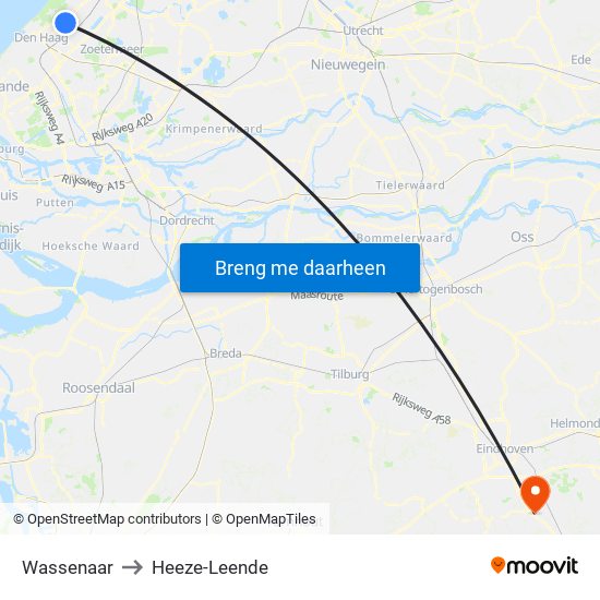 Wassenaar to Heeze-Leende map