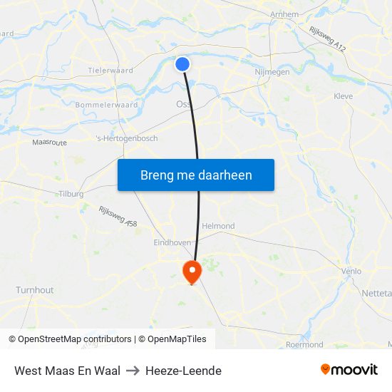 West Maas En Waal to Heeze-Leende map