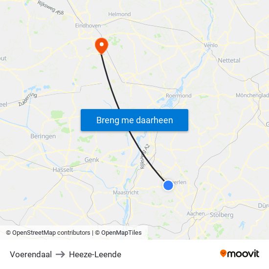 Voerendaal to Heeze-Leende map
