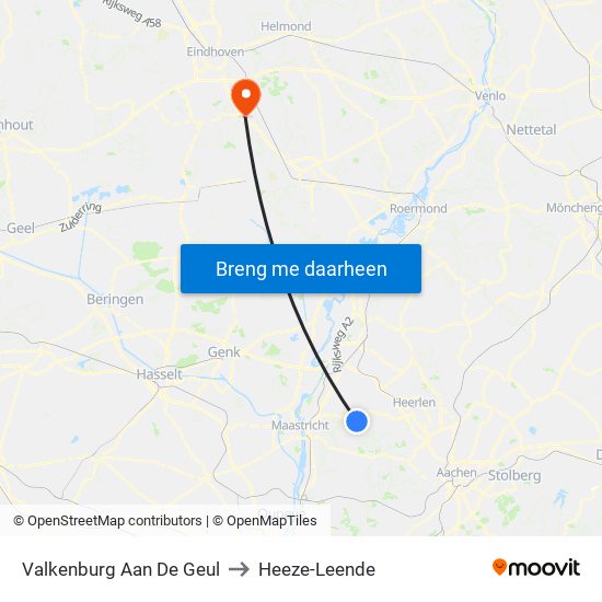 Valkenburg Aan De Geul to Heeze-Leende map