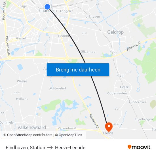 Eindhoven, Station to Heeze-Leende map