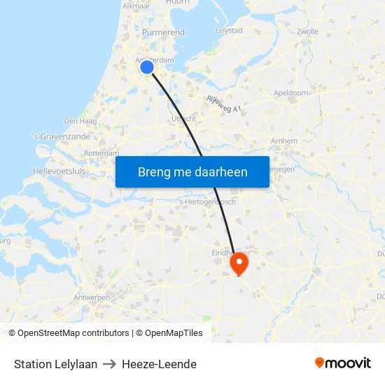 Station Lelylaan to Heeze-Leende map