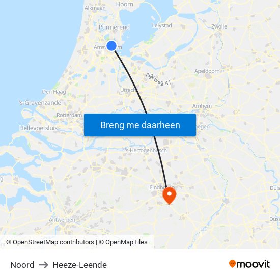Noord to Heeze-Leende map