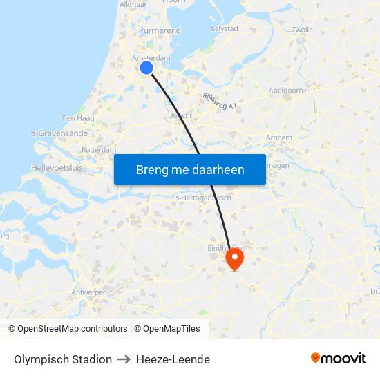 Olympisch Stadion to Heeze-Leende map