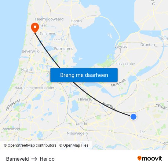 Barneveld to Heiloo map