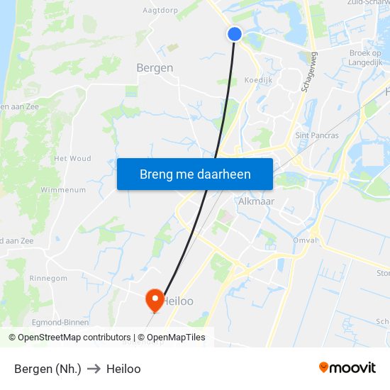 Bergen (Nh.) to Heiloo map