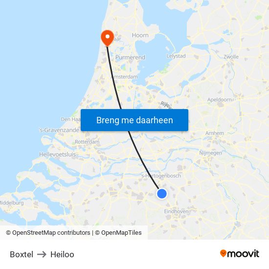 Boxtel to Heiloo map