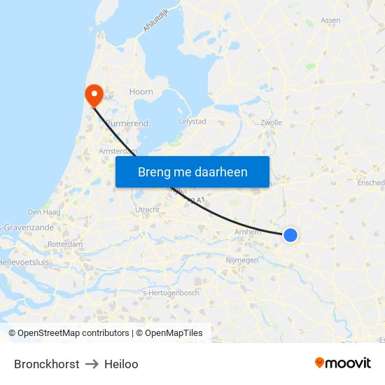 Bronckhorst to Heiloo map