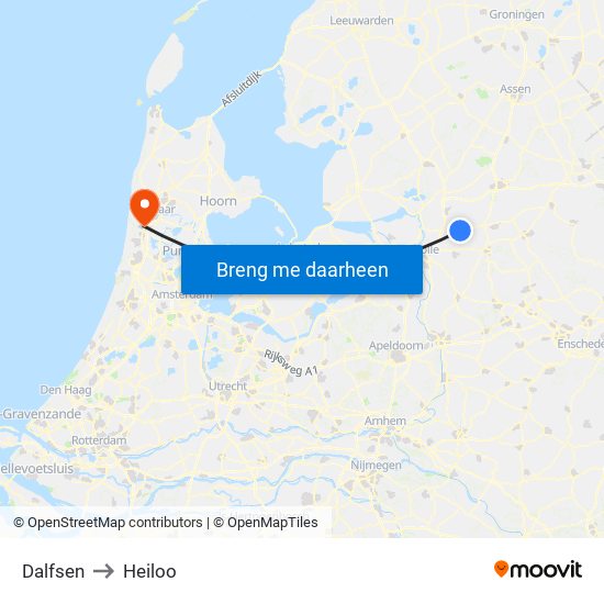 Dalfsen to Heiloo map