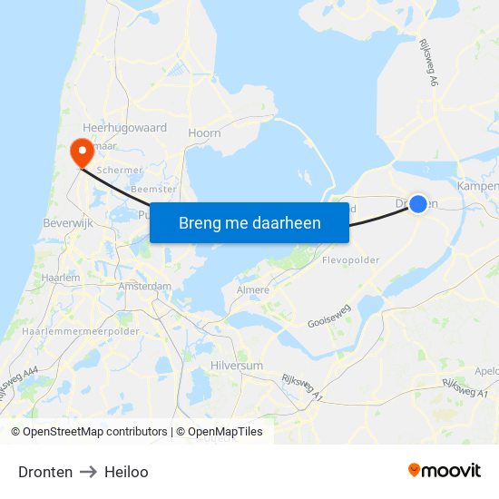 Dronten to Heiloo map